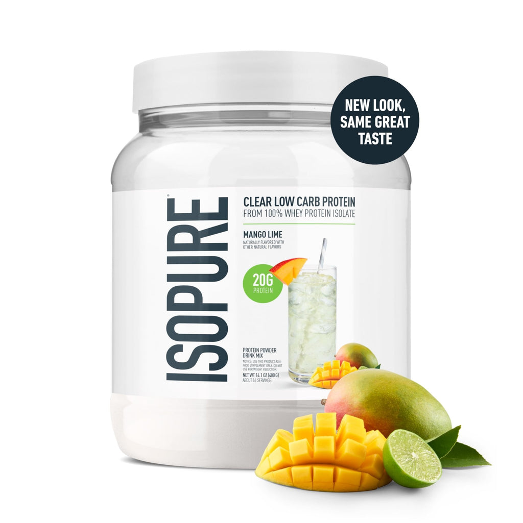 Isopure Clear Whey Isolate Protein Powder, Lactose Free, Gluten Free, Naturally Flavored, Mango Lime, 20g Protein Per Serving, 14.1 Oz, 16 Servings (Packaging May Vary) - FENGGESTORE20