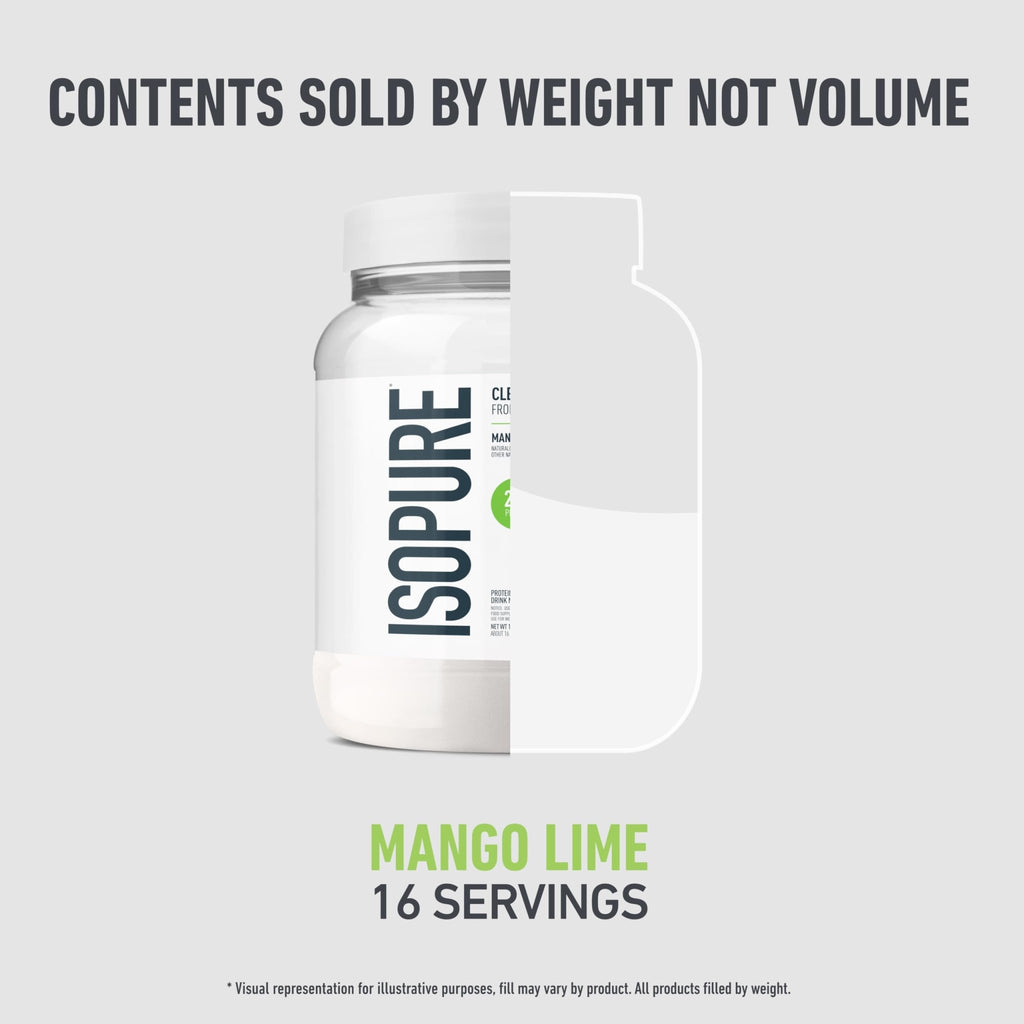 Isopure Clear Whey Isolate Protein Powder, Lactose Free, Gluten Free, Naturally Flavored, Mango Lime, 20g Protein Per Serving, 14.1 Oz, 16 Servings (Packaging May Vary) - FENGGESTORE20