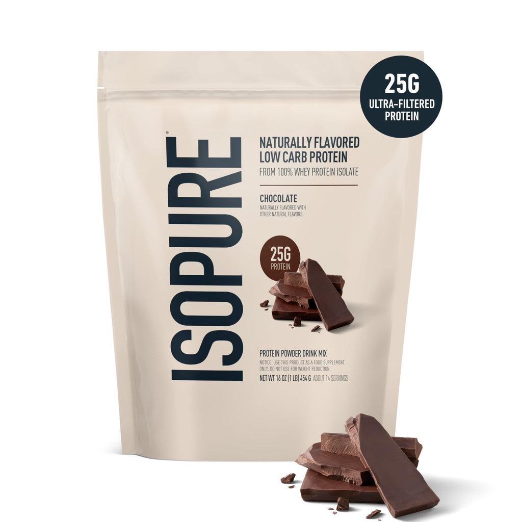 Isopure Low Carb 100% Pure Whey Isolate Protein Powder, Lactose Free, Gluten Free, With Vitamins, Dark Chocolate, 25g Protein Per Serving, 1 Lb, - FENGGESTORE20