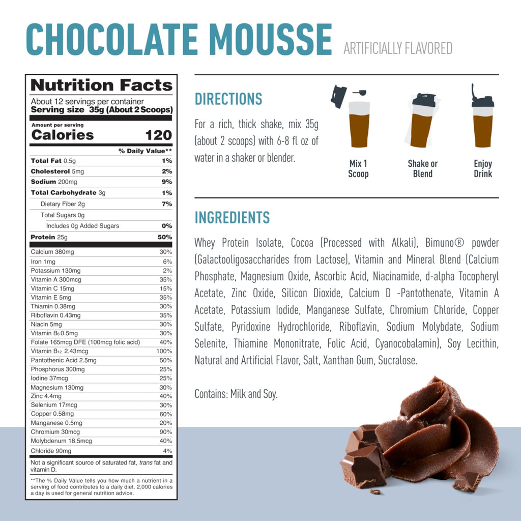 Isopure Protein + Gut Health & Immune Support Powder, Chocolate Mousse, 25g Whey Protein with Prebiotics & Vitamins, 12 Servings (Pack of 1) - FENGGESTORE20