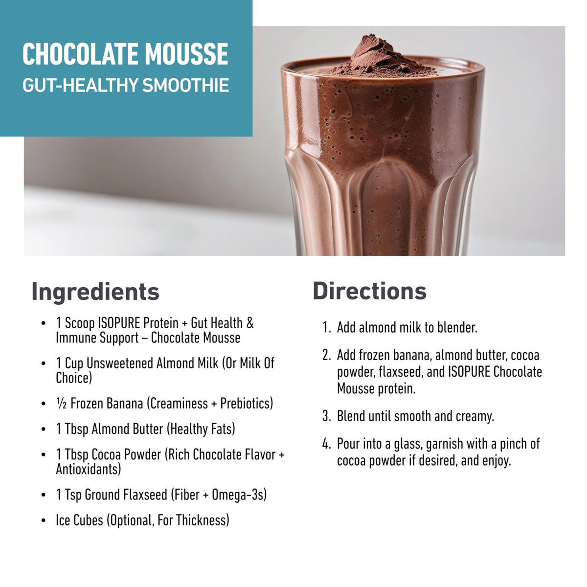 Isopure Protein + Gut Health & Immune Support Powder, Chocolate Mousse, 25g Whey Protein with Prebiotics & Vitamins, 12 Servings (Pack of 1) - FENGGESTORE20