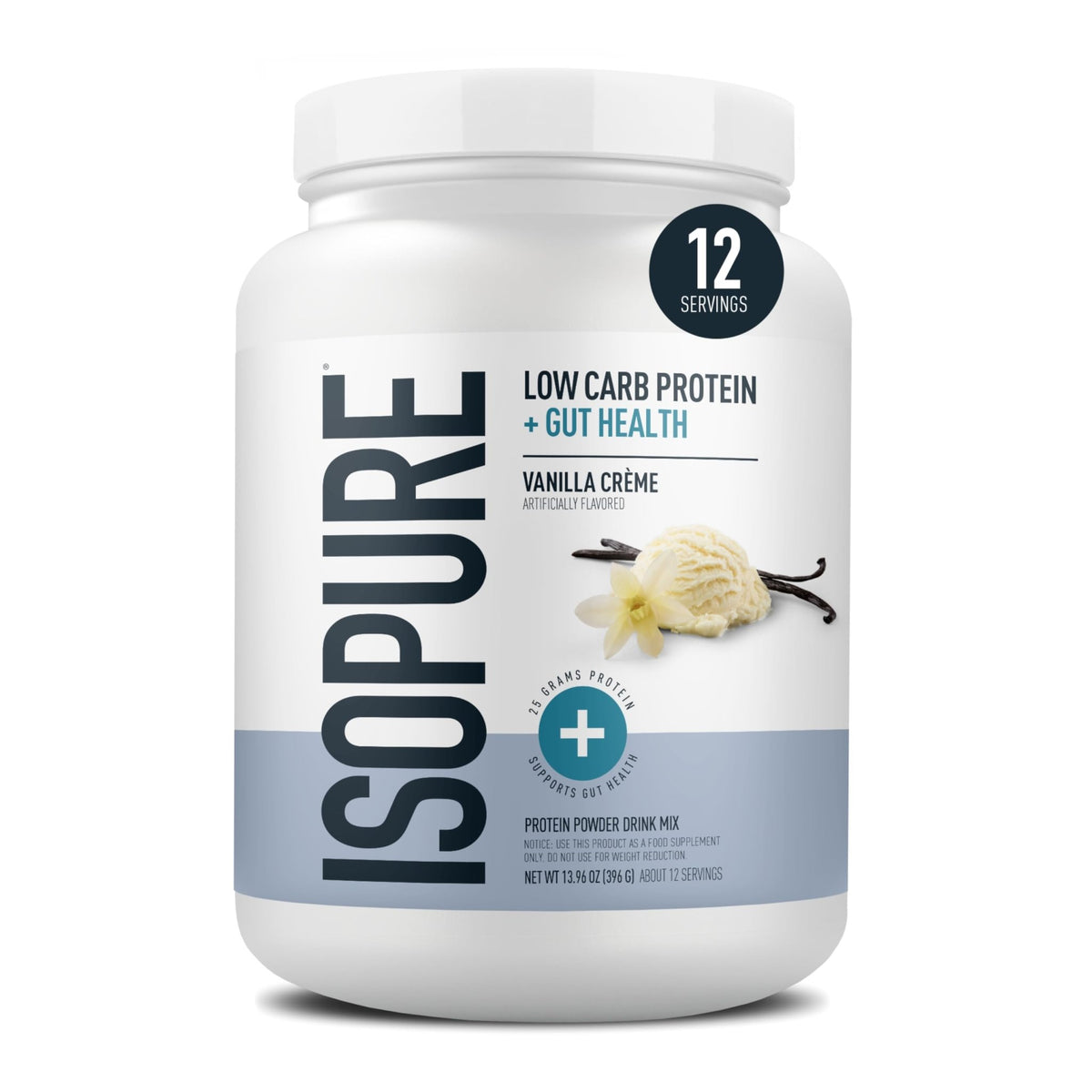 Isopure Protein + Gut Health & Immune Support Powder, Vanilla Crème, 25g Whey Protein with Prebiotics & Vitamins, 12 Servings (Pack of 1) - FENGGESTORE20
