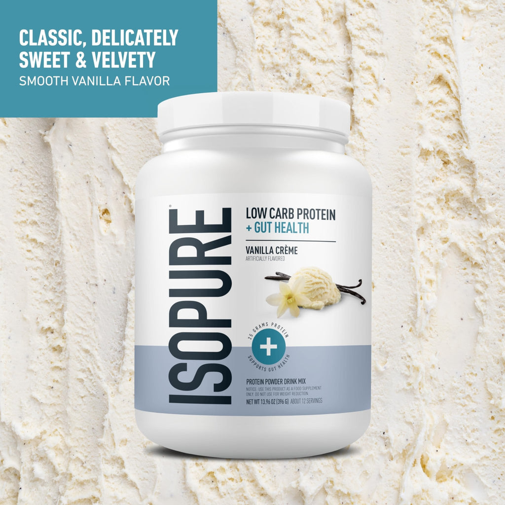Isopure Protein + Gut Health & Immune Support Powder, Vanilla Crème, 25g Whey Protein with Prebiotics & Vitamins, 12 Servings (Pack of 1) - FENGGESTORE20