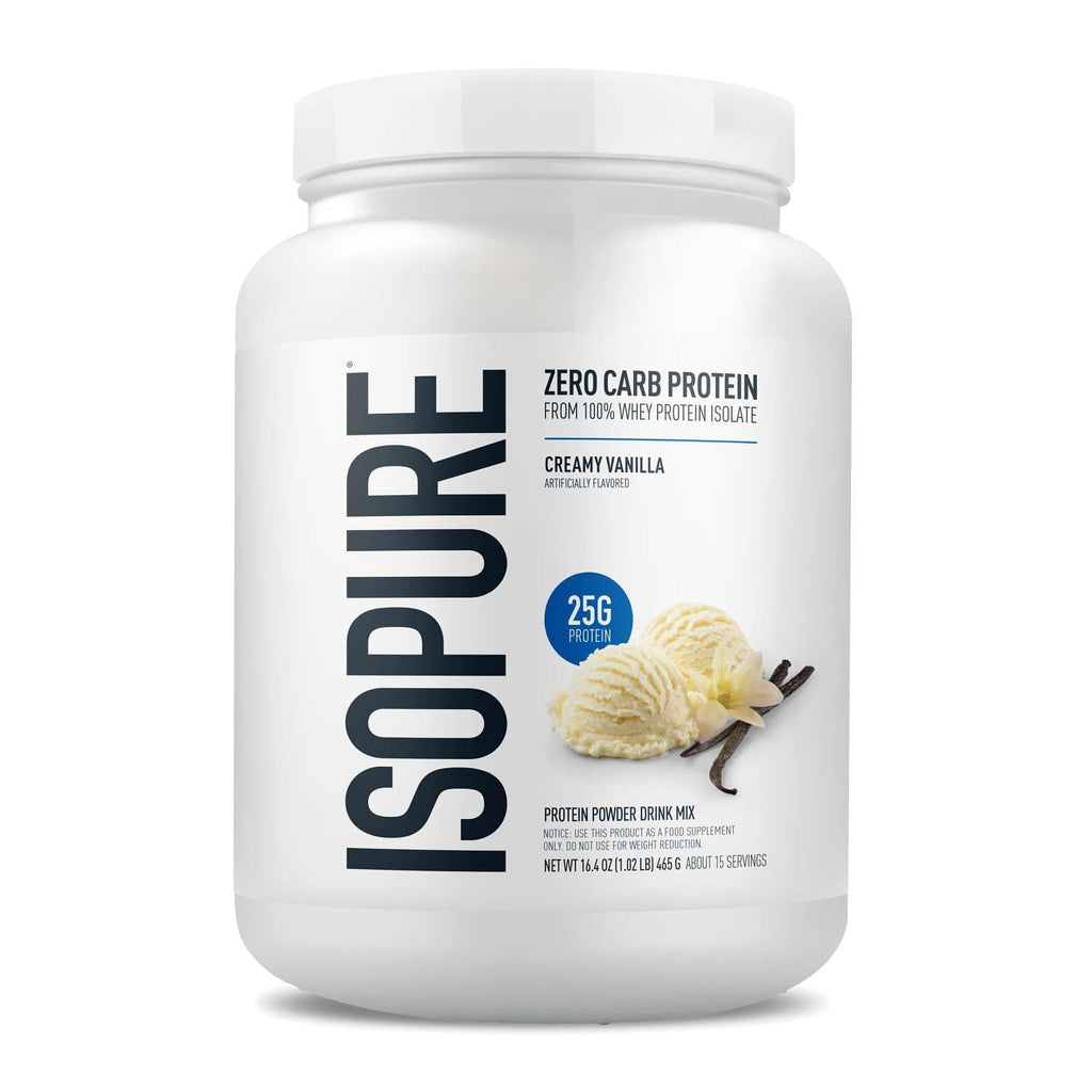 Isopure Zero Carb 100% Pure Whey Isolate Protein Powder, Lactose Free, Gluten Free, with Vitamins, Creamy Vanilla, 25g Protein Per Serving, 1 Lb, - FENGGESTORE20
