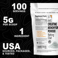 It's Just! - Creatine Monohydrate Powder, Pure Creatine Powder, Made in USA, 3rd Party Lab Tested, 5g Per Serving, Scoop Included, No Fillers, No Added Flavor (Unflavored, 500g / 100 Servings) - FENGGESTORE20