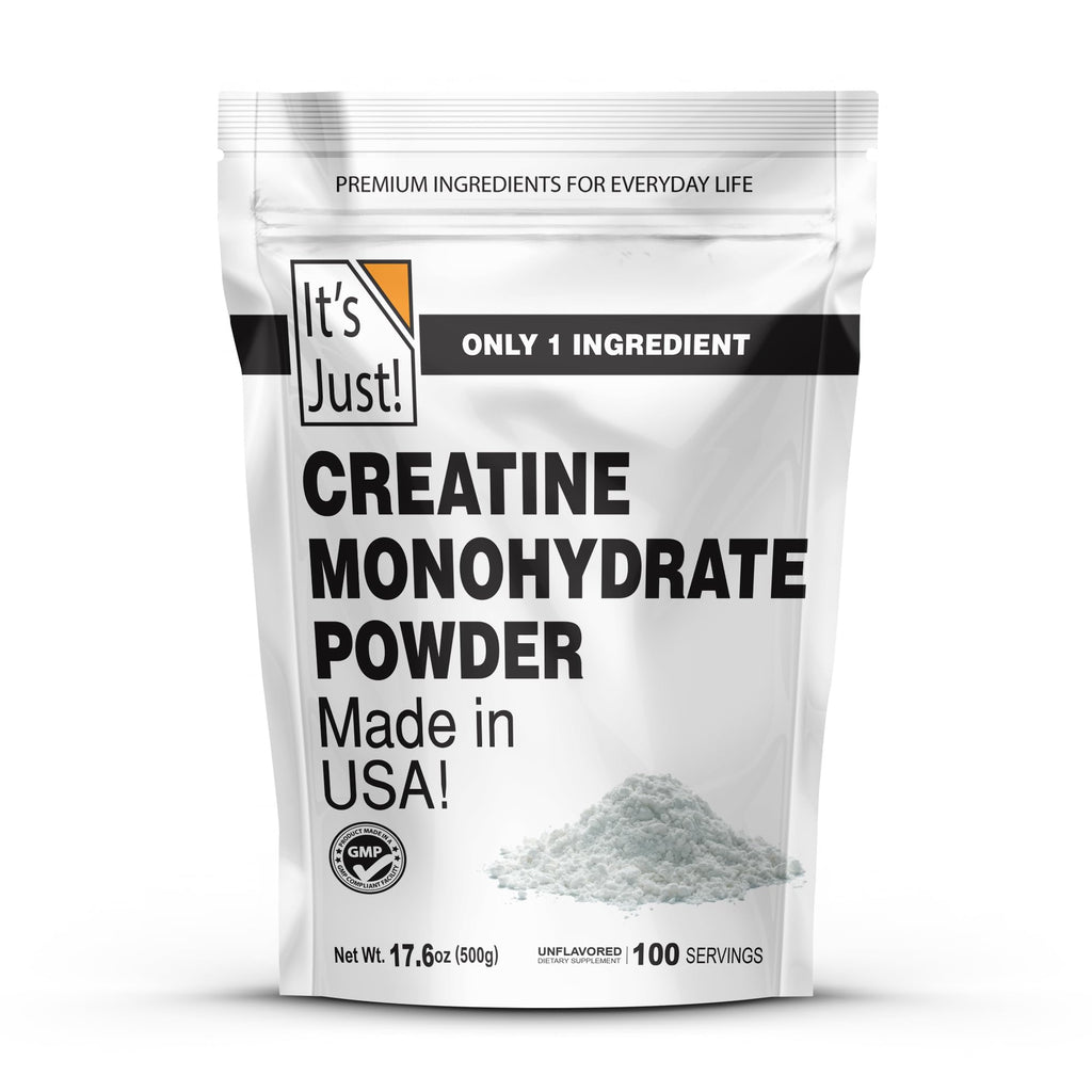 It's Just! - Creatine Monohydrate Powder, Pure Creatine Powder, Made in USA, 3rd Party Lab Tested, 5g Per Serving, Scoop Included, No Fillers, No Added Flavor (Unflavored, 500g / 100 Servings) - FENGGESTORE20