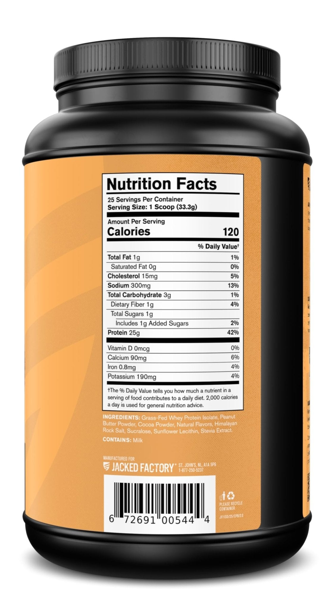 Jacked Factory Authentic ISO Grass Fed Whey Protein Isolate Powder - Low Carb, Non-GMO Muscle Building Protein w/No Fillers, Post Workout Recovery, Chocolate Peanut Butter - 25 Servings - FENGGESTORE20