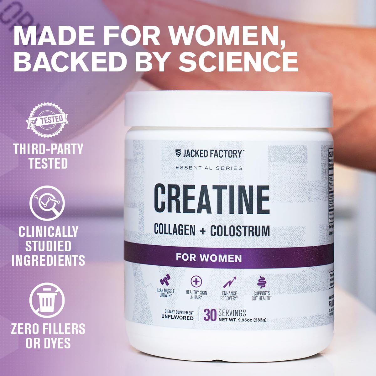 Jacked Factory Creatine for Women - Creatine Monohydrate with Collagen + Colostrum to Support Workout Performance, Lean Muscle Growth, Healthy Hair, Skin, - FENGGESTORE20