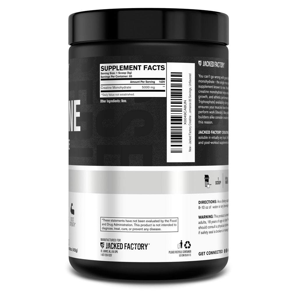 Jacked Factory Creatine Monohydrate Powder 425g - 5g Daily Creatine Supplement for Men and Women, Vegan-Friendly - FENGGESTORE20