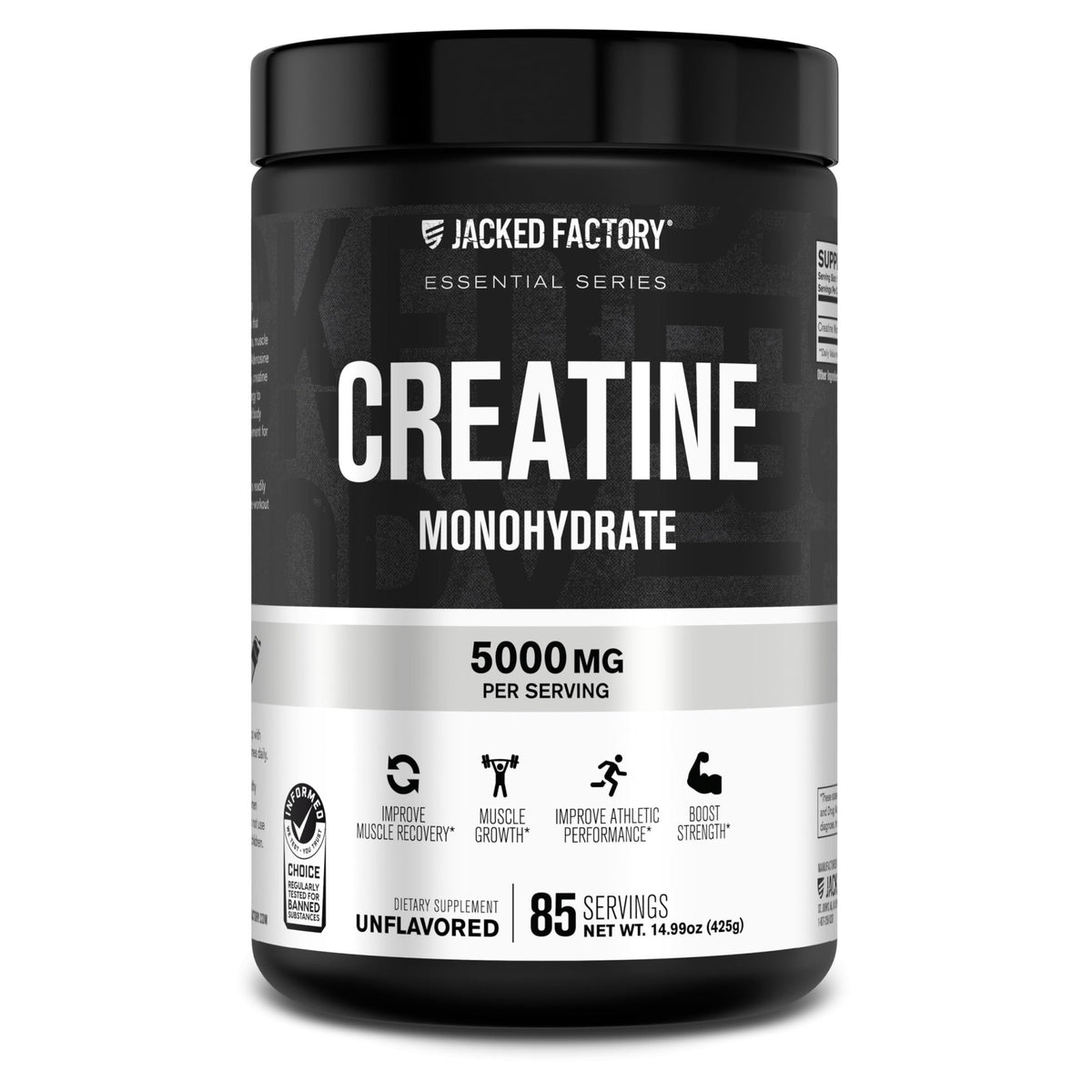 Jacked Factory Creatine Monohydrate Powder 425g - 5g Daily Creatine Supplement for Men and Women, Vegan-Friendly - FENGGESTORE20