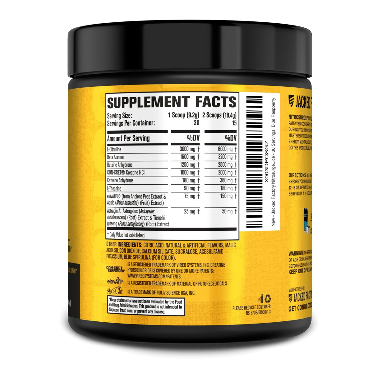 Jacked Factory Nitrosurge Build Pre Workout with Creatine for Muscle Building - Con Cret Creatine Powder & elevATP for Intense Energy, Powerful Pump, - FENGGESTORE20