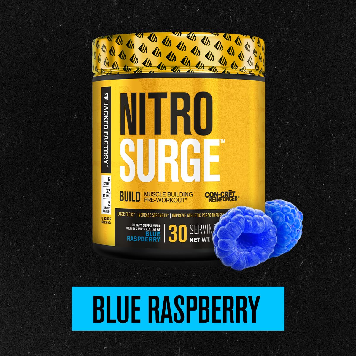 Jacked Factory Nitrosurge Build Pre Workout with Creatine for Muscle Building - Con Cret Creatine Powder & elevATP for Intense Energy, Powerful Pump, - FENGGESTORE20