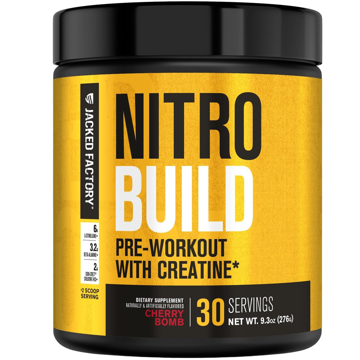 Jacked Factory Nitrosurge Build Pre Workout with Creatine for Muscle Building - Con Cret Creatine Powder & elevATP for Intense Energy, Powerful Pump - FENGGESTORE20