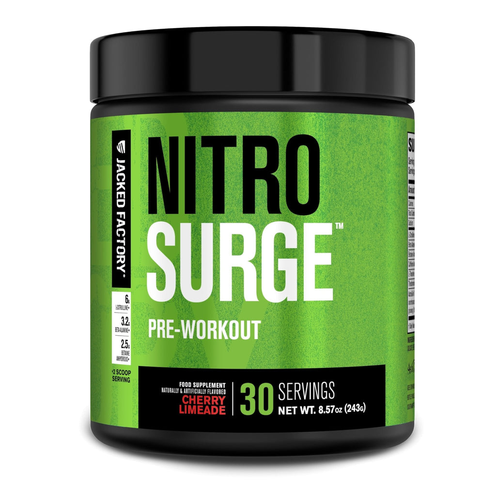 Jacked Factory NITROSURGE Pre Workout Supplement - Endless Energy, Instant Strength Gains, Clear Focus, Intense Pumps - NO Booster & Preworkout Powder with Beta Alanine - 30 Servings, Cherry Limeade - FENGGESTORE20