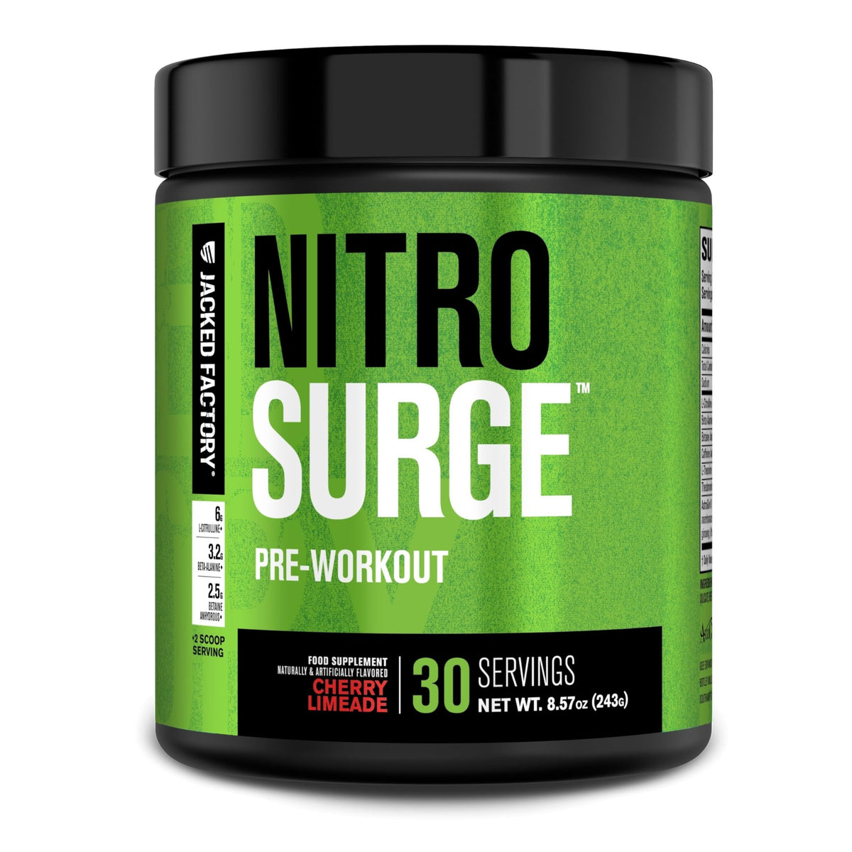 Jacked Factory NITROSURGE Pre Workout Supplement - Endless Energy, Instant Strength Gains, Clear Focus, Intense Pumps - NO Booster & Preworkout Powder with Beta Alanine - 30 Servings, Cherry Limeade - FENGGESTORE20