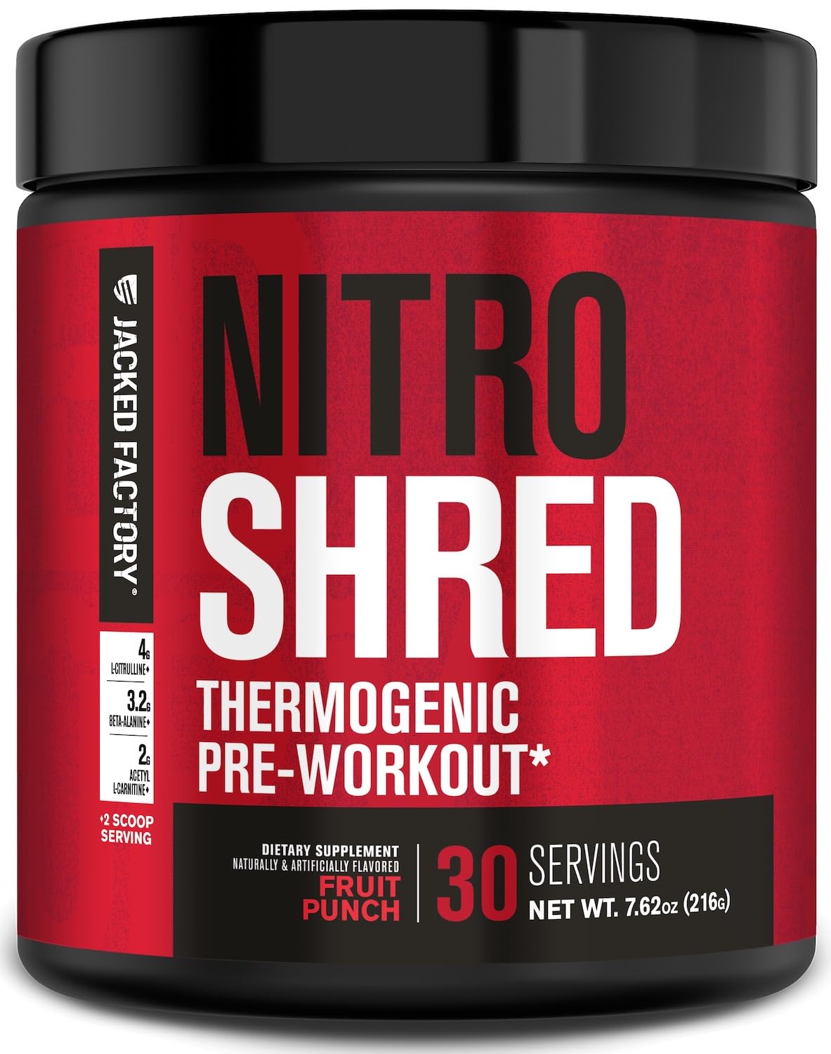 Jacked Factory NITROSURGE Shred Pre Workout Supplement - Energy Booster, Instant Strength Gains, Sharp Focus, Powerful Pumps - Nitric Oxide Booster & PreWorkout Powder - 30Sv, Fruit Punch - FENGGESTORE20