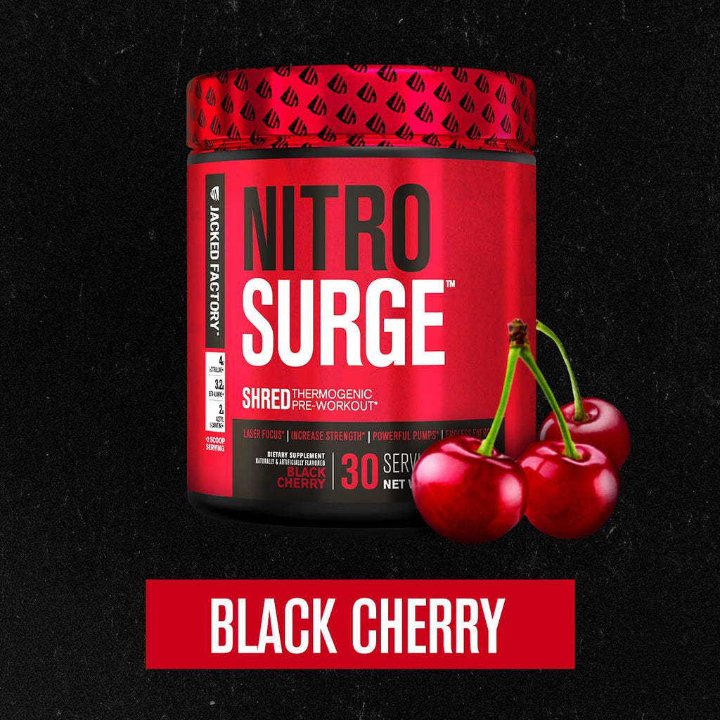 Jacked Factory NITROSURGE Shred Pre Workout Supplement - Energy Booster, Instant Strength Gains, Sharp Focus, Powerful Pumps - Nitric Oxide Booster & PreWorkout Powder - FENGGESTORE20