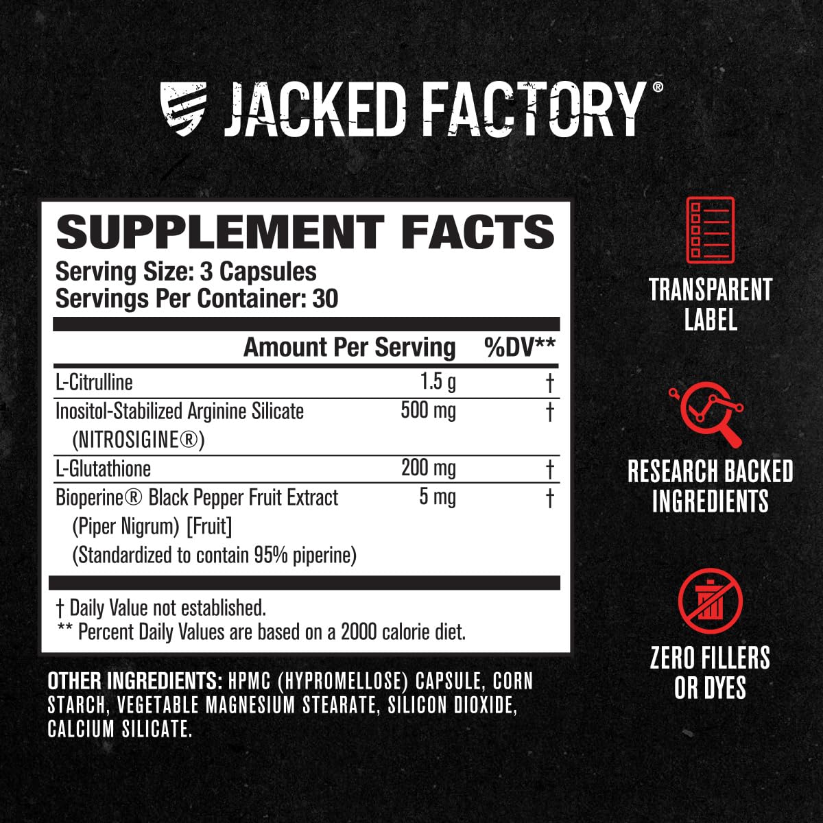 Jacked Factory N.O. XT Nitric Oxide Supplements for Men w/Nitrosigine L Arginine L Citrulline Supplement for Muscle Pumps & Vascularity - Pre Workout Nitric Oxide Booster & Muscle Builder - 90 Caps - FENGGESTORE20