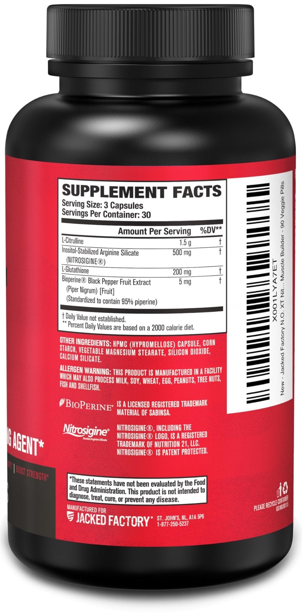Jacked Factory N.O. XT Nitric Oxide Supplements for Men w/Nitrosigine L Arginine L Citrulline Supplement for Muscle Pumps & Vascularity - Pre Workout Nitric Oxide Booster & Muscle Builder - 90 Caps - FENGGESTORE20