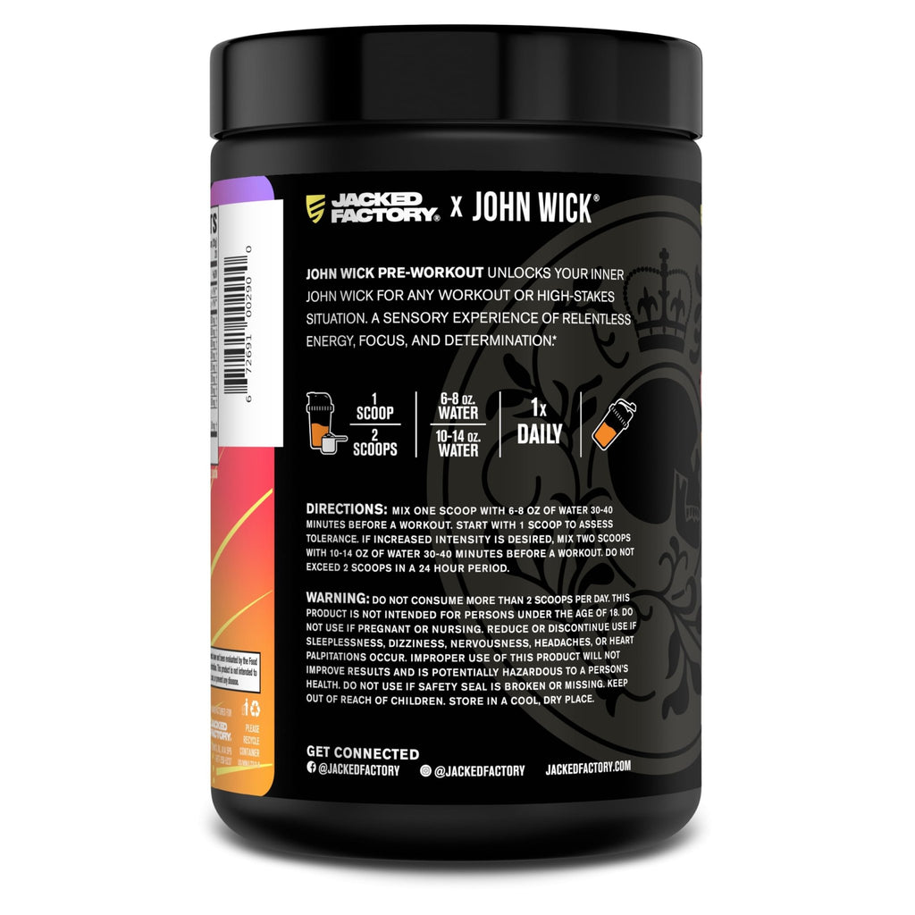 Jacked Factory X John Wick - Wick Mode Pre Workout Powder - Intense Energy, Battle-Ready Focus, Unstoppable Commitment, and Sheer Will - FENGGESTORE20