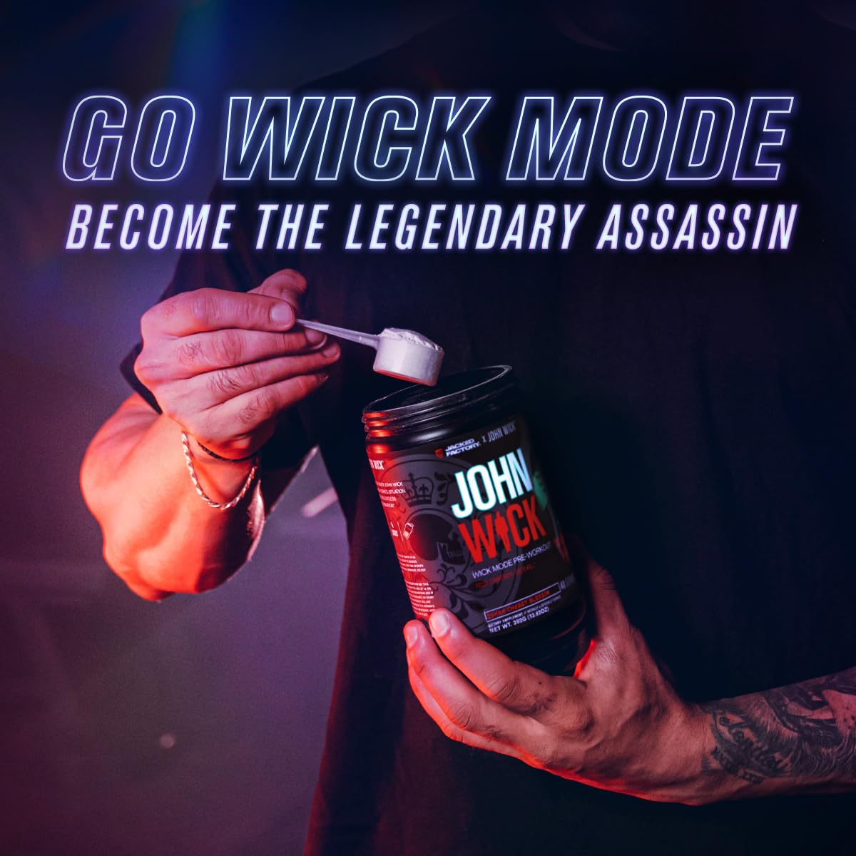 Jacked Factory X John Wick - Wick Mode Pre Workout Powder - Intense Energy, Battle-Ready Focus, Unstoppable Commitment, and Sheer Will - FENGGESTORE20