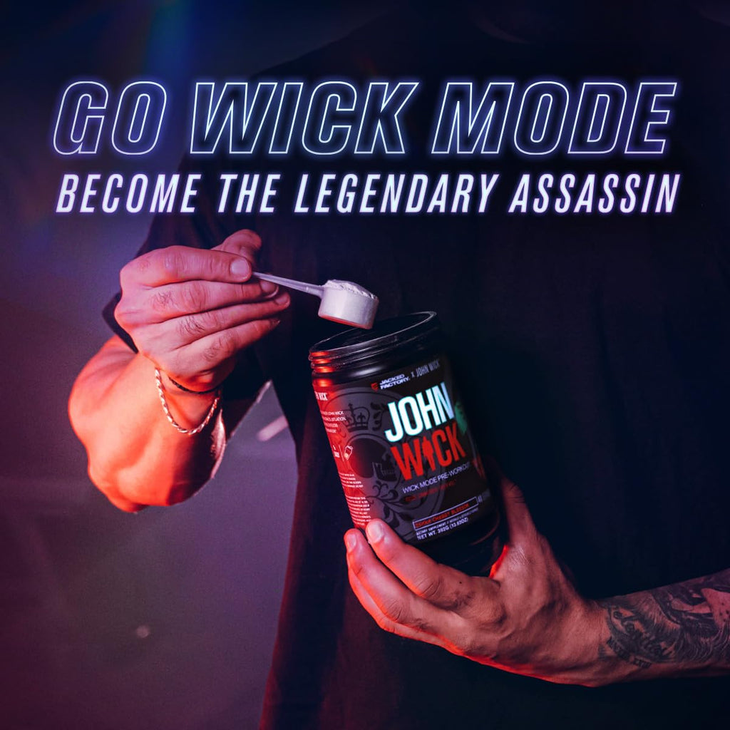 Jacked Factory X John Wick - Wick Mode Pre Workout Powder - Intense Energy, Battle-Ready Focus, Unstoppable Commitment, and Sheer Will - FENGGESTORE20
