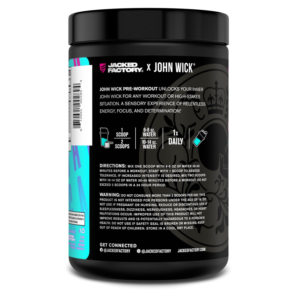Jacked Factory X John Wick - Wick Mode Pre Workout Powder - Intense Energy, Battle-Ready Focus, Unstoppable Commitment, and Sheer Will - FENGGESTORE20