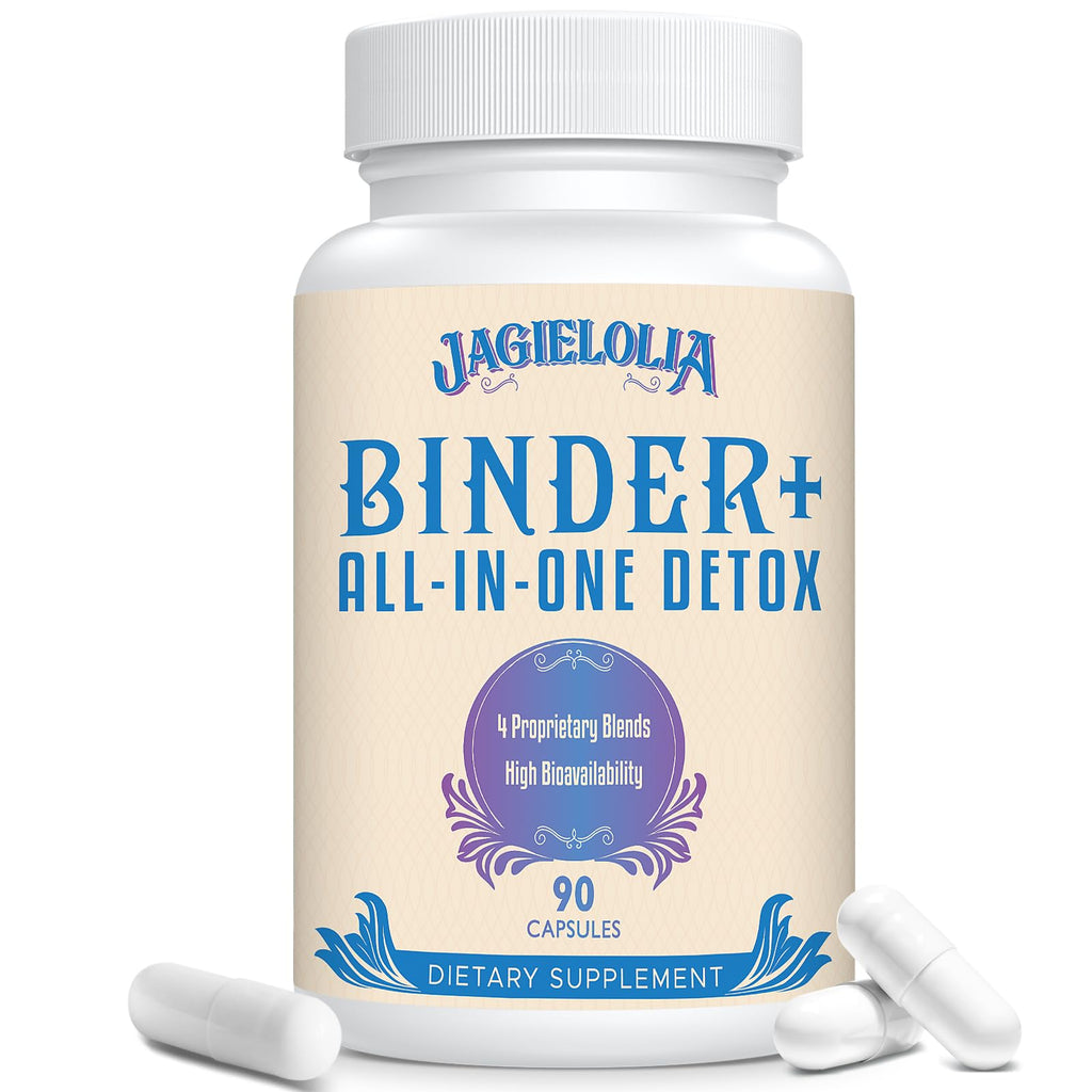 Jagielolia All-in-One Detox Binder Supplement 1500 MG - High Bioavailability, Liver Gut Detox Cleanse with Activated Charcoal, Zeolite & Bentonite Clay for Toxins, - FENGGESTORE20