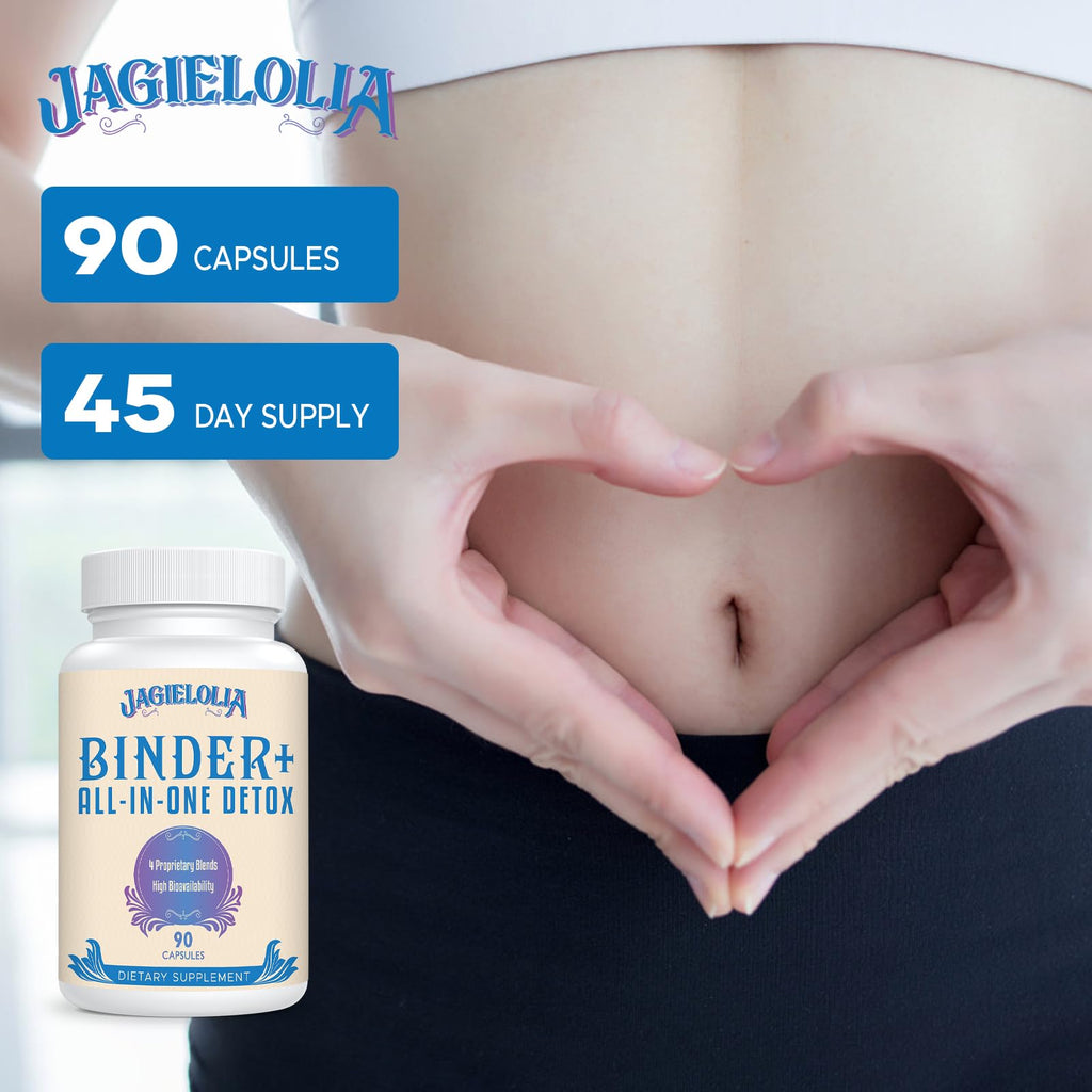 Jagielolia All-in-One Detox Binder Supplement 1500 MG - High Bioavailability, Liver Gut Detox Cleanse with Activated Charcoal, Zeolite & Bentonite Clay for Toxins, - FENGGESTORE20