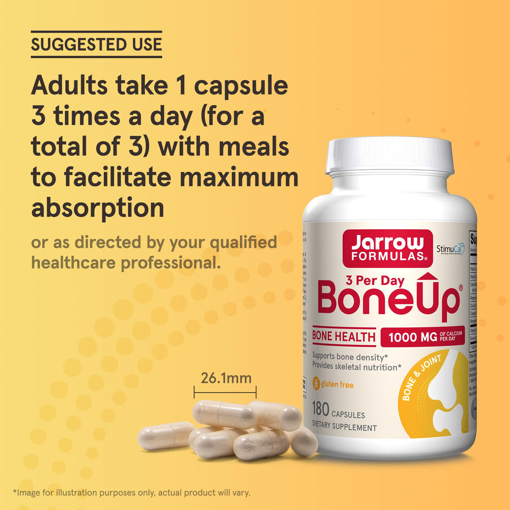 Jarrow Formulas BoneUp Three Per Day for Bone Density and Skeletal Nutrition, Includes Vitamin D3, K2 (as MK-7) and Calcium - FENGGESTORE20