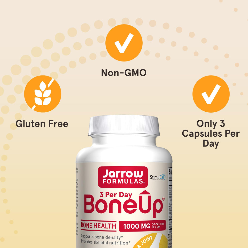 Jarrow Formulas BoneUp Three Per Day for Bone Density and Skeletal Nutrition, Includes Vitamin D3, K2 (as MK-7) and Calcium - FENGGESTORE20