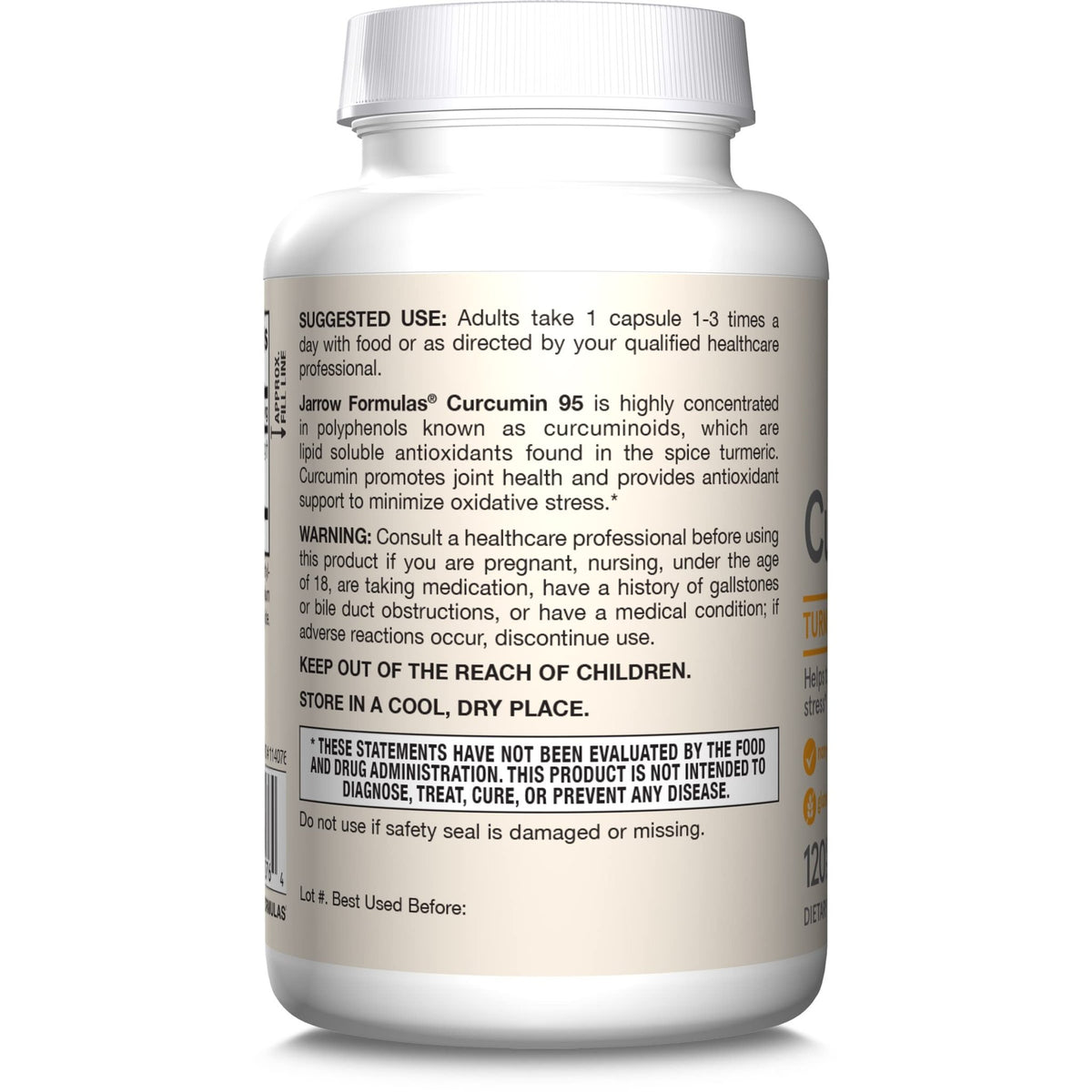 Jarrow Formulas Curcumin 95 Supplement - Turmeric Extract Supplement, 500 mg for Antioxidant & Joint Support, 120 Capsules - FENGGESTORE20