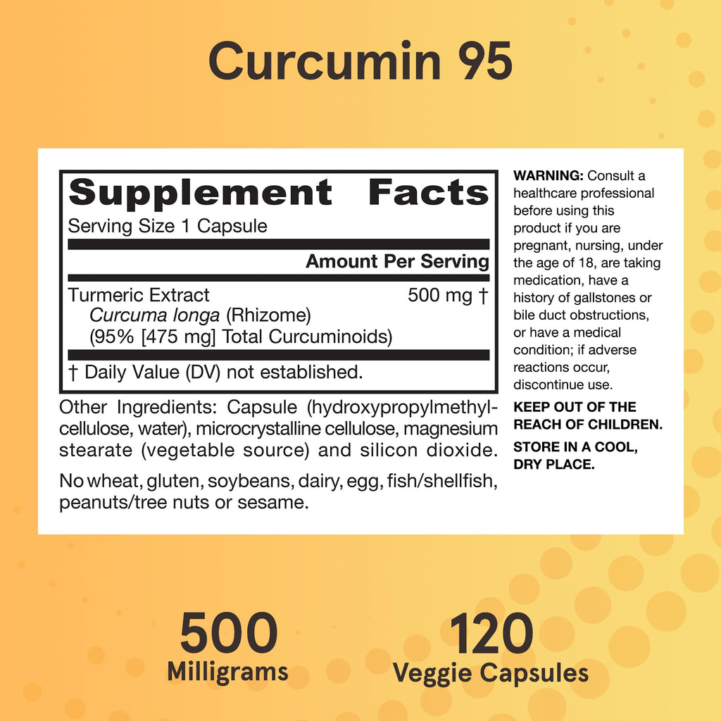 Jarrow Formulas Curcumin 95 Supplement - Turmeric Extract Supplement, 500 mg for Antioxidant & Joint Support, 120 Capsules - FENGGESTORE20