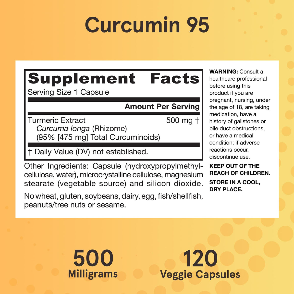 Jarrow Formulas Curcumin 95 Supplement - Turmeric Extract Supplement, 500 mg for Antioxidant & Joint Support, 120 Capsules - FENGGESTORE20