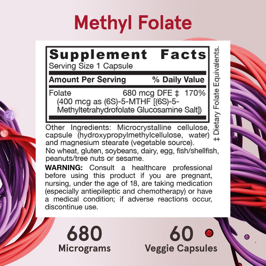 Jarrow Formulas Extra Strength Methyl Folate 400 mcg, Dietary Supplement for Cardiovascular and Neurologic Health Support - FENGGESTORE20