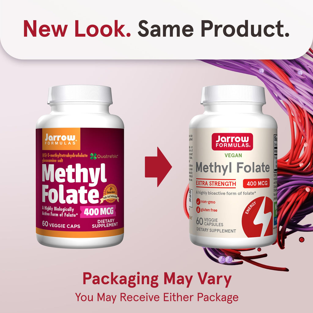 Jarrow Formulas Extra Strength Methyl Folate 400 mcg, Dietary Supplement for Cardiovascular and Neurologic Health Support - FENGGESTORE20