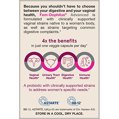 Jarrow Formulas Fem-Dophilus Advanced Vaginal & Digestive Probiotics 10 Billion CFU with 6 Science Backed Strains, for Vaginal, Urinary Tract - FENGGESTORE20