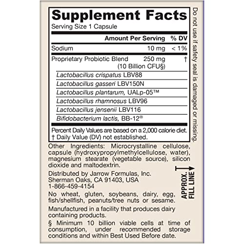 Jarrow Formulas Fem-Dophilus Advanced Vaginal & Digestive Probiotics 10 Billion CFU with 6 Science Backed Strains, for Vaginal, Urinary Tract - FENGGESTORE20