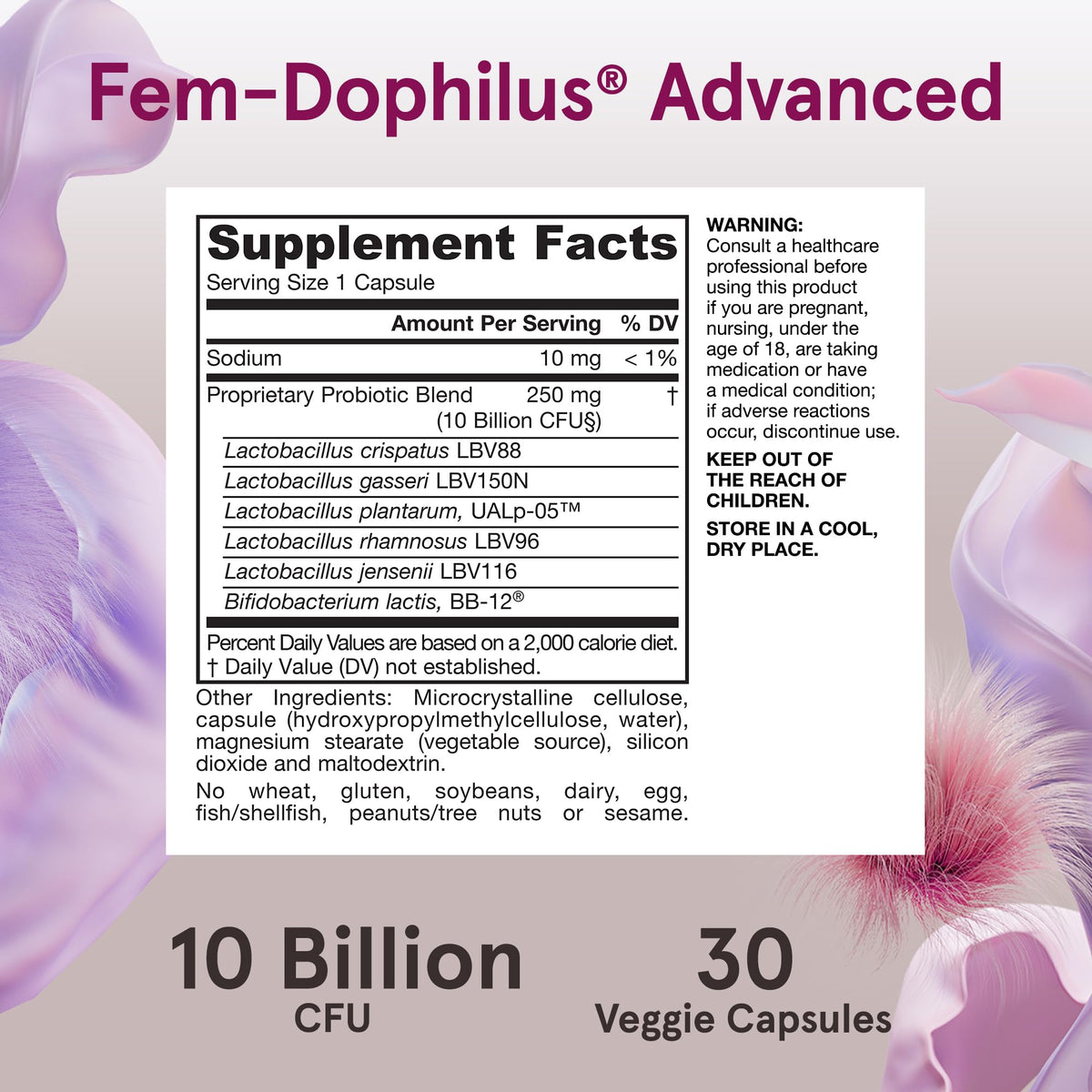 Jarrow Formulas Fem-Dophilus Advanced Vaginal & Digestive Probiotics 10 Billion CFU with 6 Science Backed Strains, for Vaginal, Urinary Tract - FENGGESTORE20