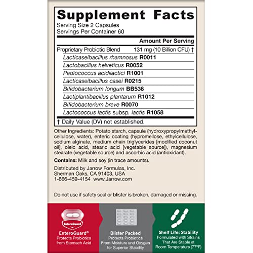 Jarrow Formulas Jarro Dophilus Probiotics 10 Billion CFU - Probiotic Supplement Capsules for Digestive Health & Gut Health for Women and Men - FENGGESTORE20
