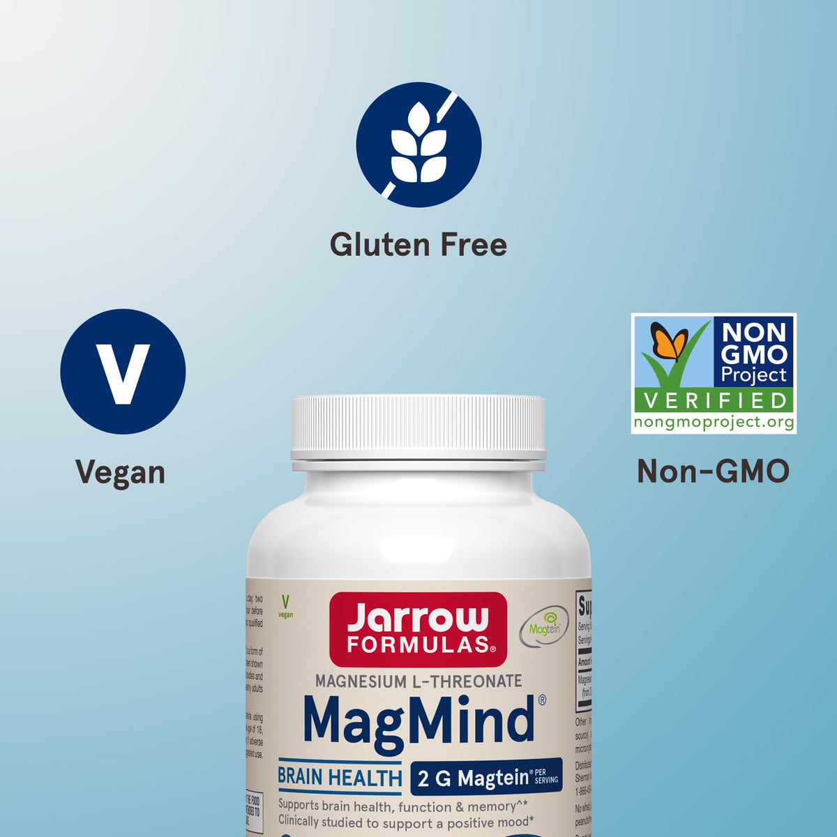 Jarrow Formulas Magnesium L-Threonate, MagMind Magtein Magnesium Supplement, Brain Supplements for Memory Support, 90 Veggie Capsules, Up to a 30 Day Supply - FENGGESTORE20