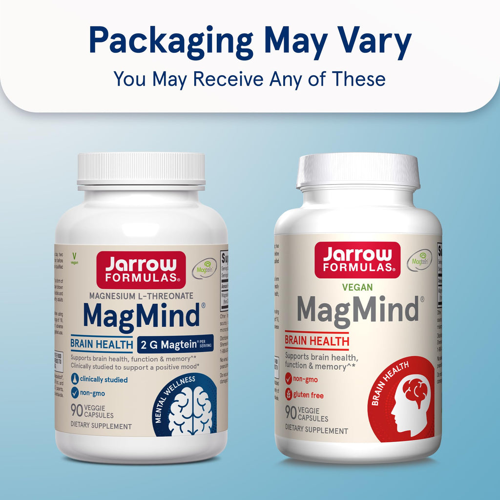 Jarrow Formulas Magnesium L-Threonate, MagMind Magtein Magnesium Supplement, Brain Supplements for Memory Support, 90 Veggie Capsules, Up to a 30 Day Supply - FENGGESTORE20