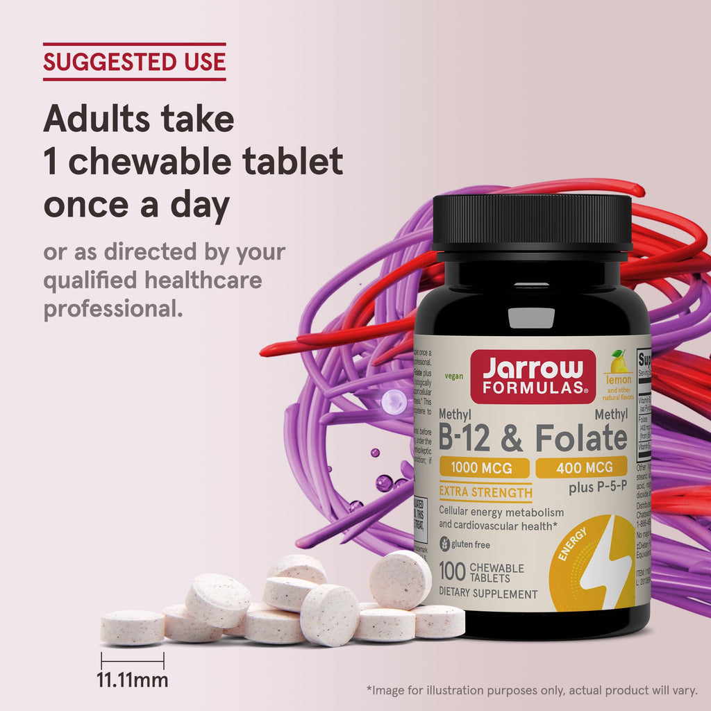 Jarrow Formulas Methyl B-12 & Methyl Folate, Bioactive Vitamin B9 & Vitamin B12 Supplement, Supports Cellular Energy Production, Healthy Brain Function & Metabolism - FENGGESTORE20