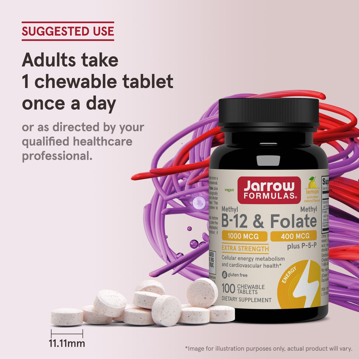 Jarrow Formulas Methyl B-12 & Methyl Folate, Bioactive Vitamin B9 & Vitamin B12 Supplement, Supports Cellular Energy Production, Healthy Brain Function & Metabolism - FENGGESTORE20