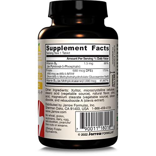 Jarrow Formulas Methyl B-12 & Methyl Folate, Bioactive Vitamin B9 & Vitamin B12 Supplement, Supports Cellular Energy Production, Healthy Brain Function & Metabolism - FENGGESTORE20