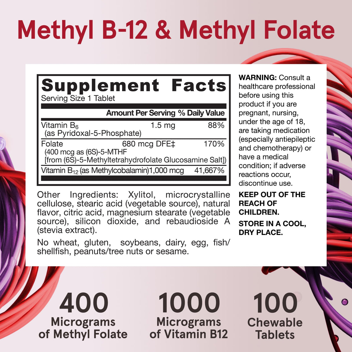 Jarrow Formulas Methyl B-12 & Methyl Folate, Bioactive Vitamin B9 & Vitamin B12 Supplement, Supports Cellular Energy Production, Healthy Brain Function & Metabolism - FENGGESTORE20