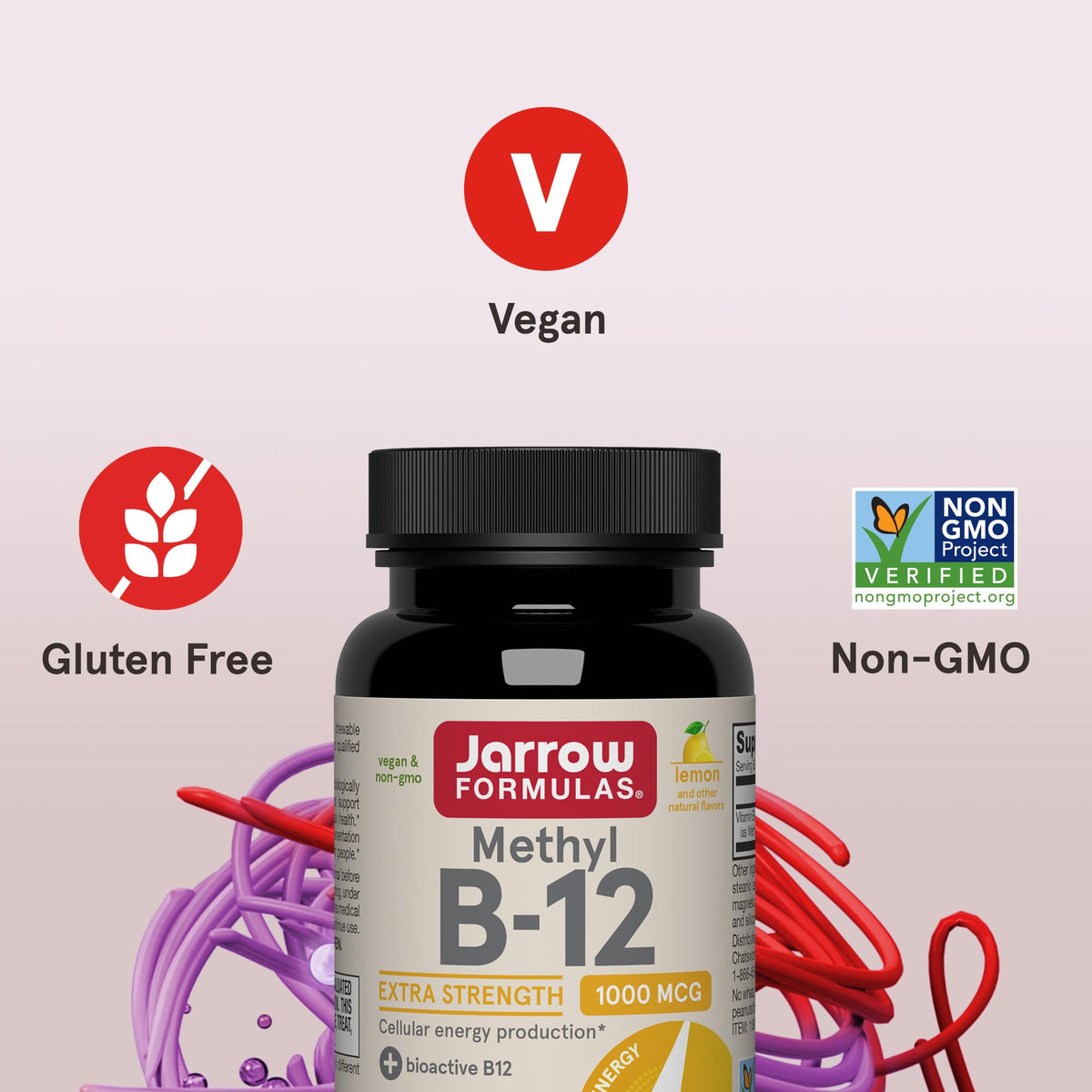 Jarrow Formulas Methyl Vitamin B-12 1000 mcg, 100 Chewable Tablets, Lemon Flavored- Bioactive B12 Vitamin - Supports Cellular Energy Production - FENGGESTORE20