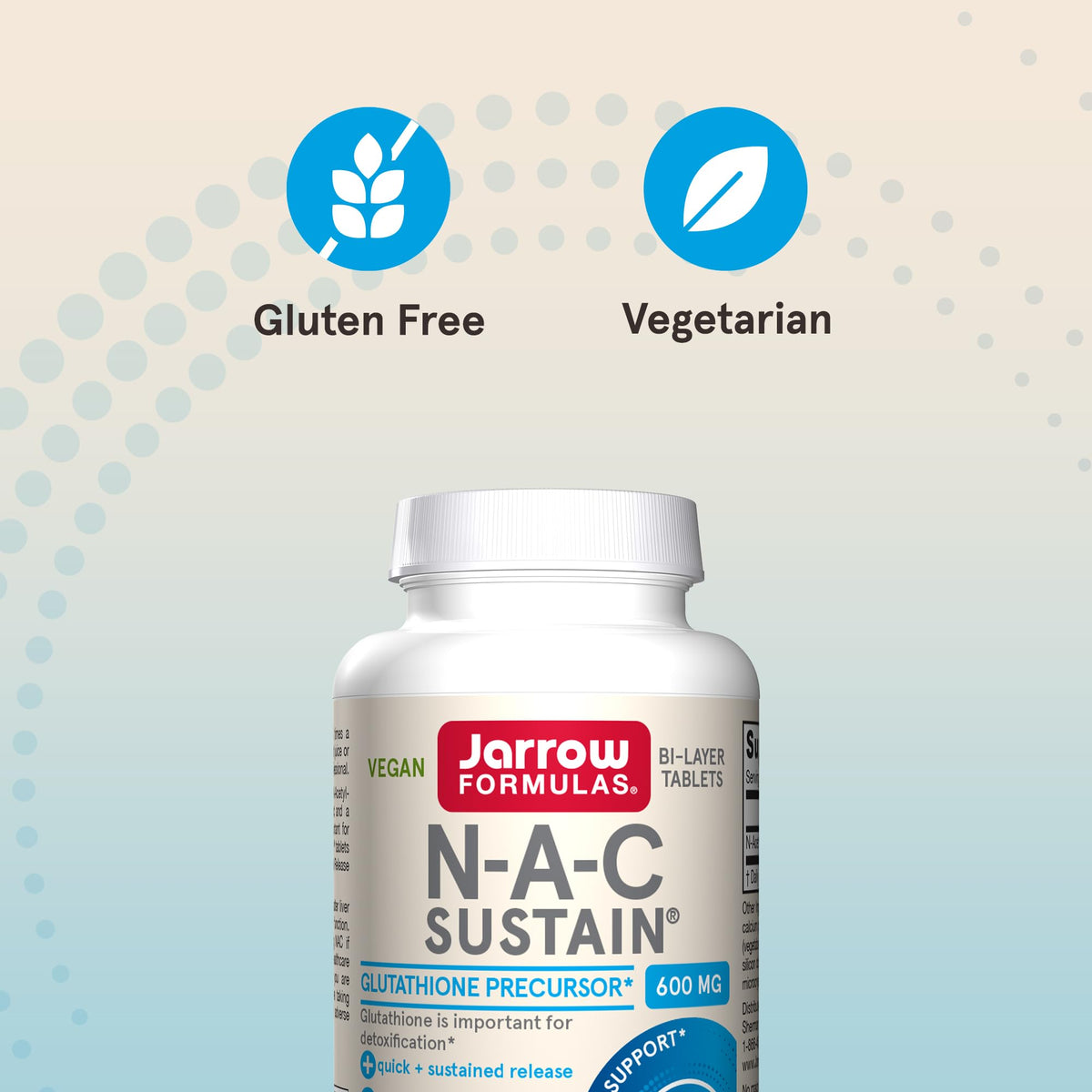Jarrow Formulas N-A-C Sustain 600 mg, Dietary Supplement, NAC 600 mg, an Antioxidant Amino Acid Support - FENGGESTORE20