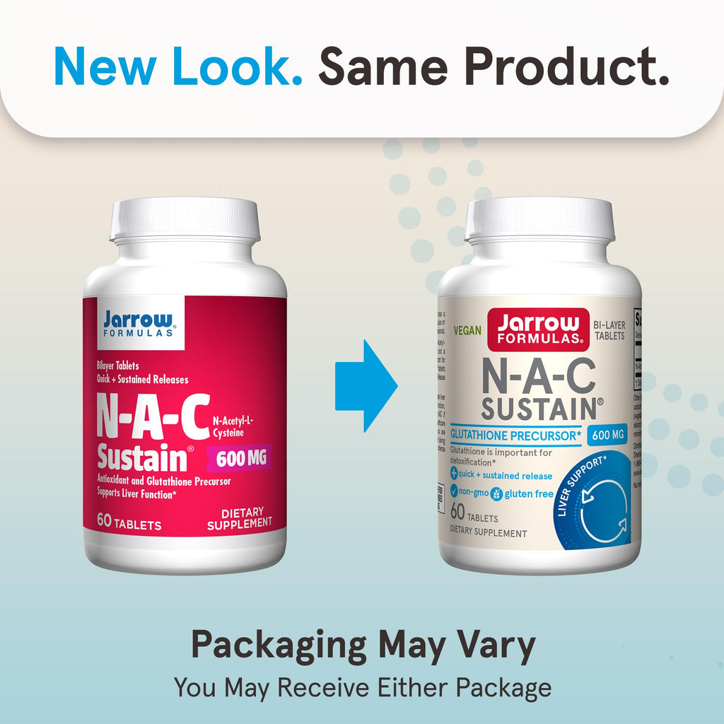 Jarrow Formulas N-A-C Sustain 600 mg, Dietary Supplement, NAC 600 mg, an Antioxidant Amino Acid Support - FENGGESTORE20