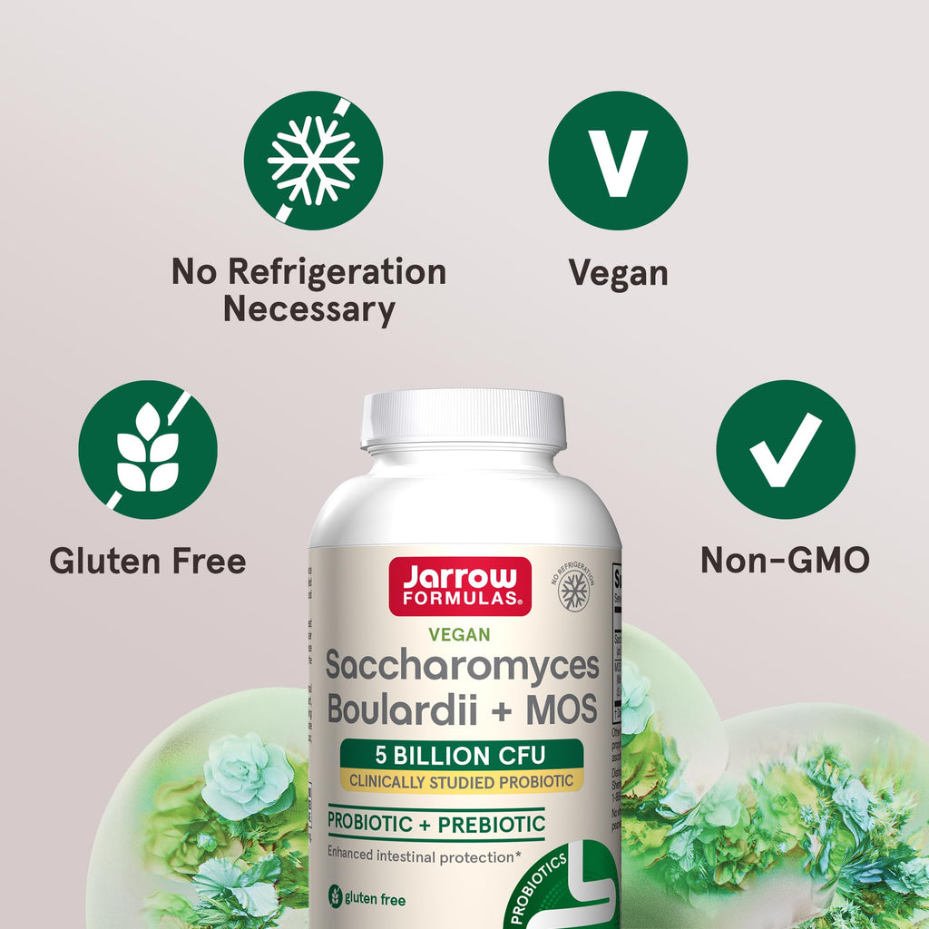 Jarrow Formulas Saccharomyces Boulardii + MOS Probiotics for Digestive Health and Intestinal Tract Support - 5 Billion CFU Per Serving - 90 Delayed Release Caps - FENGGESTORE20